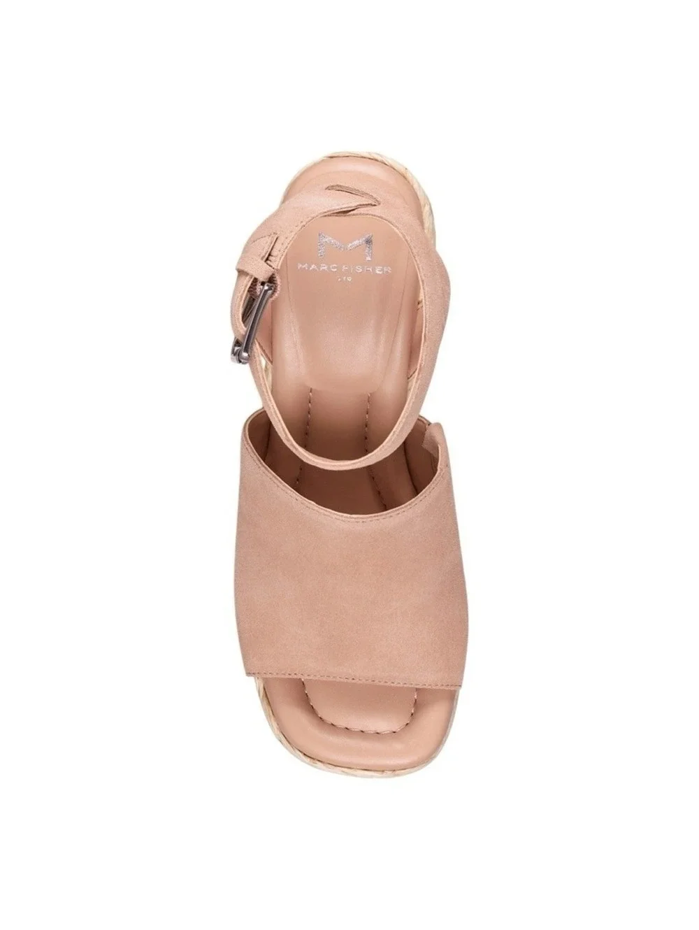 Marc Fisher LTD Nelly Espadrille Wedge Sandals Blush Suede Ankle Strap Size 8.5M